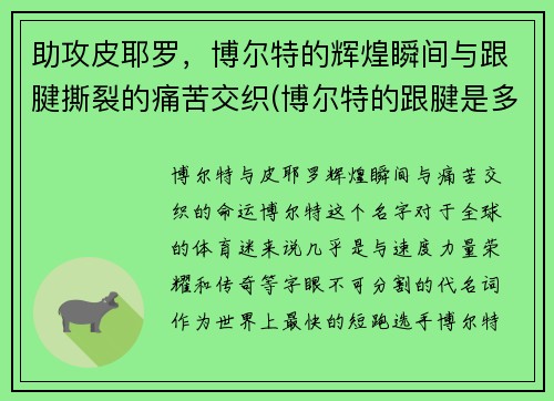 助攻皮耶罗，博尔特的辉煌瞬间与跟腱撕裂的痛苦交织(博尔特的跟腱是多少厘米)