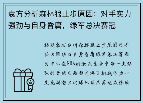 袁方分析森林狼止步原因：对手实力强劲与自身昏庸，绿军总决赛冠